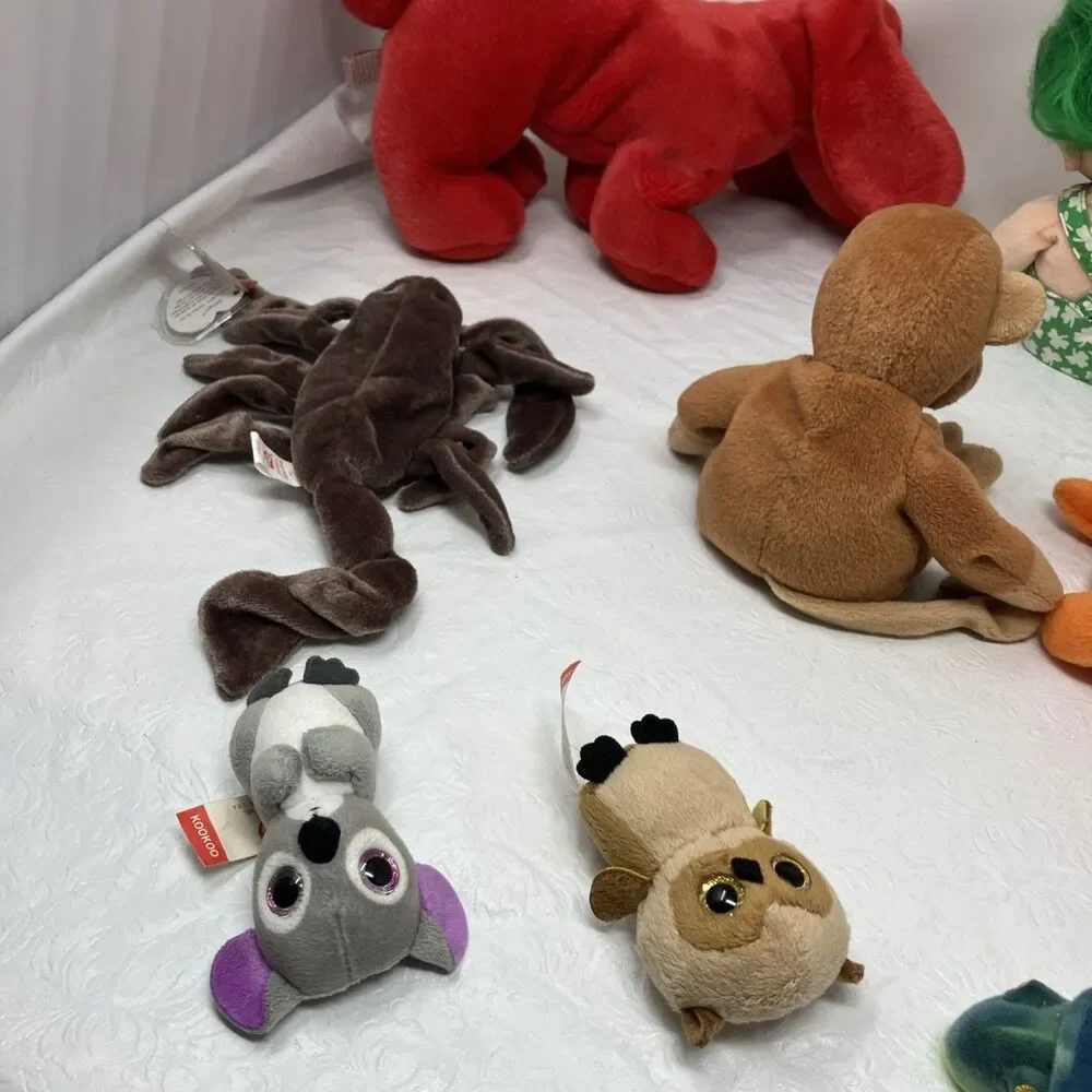 Ty Beanie Babies & Plush Lot of 11 Poodle Bear Scorpion Troll Dog Monkey Etc